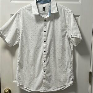 Howe No 65 Men's White Printed Short Sleeve Shirt Size Large